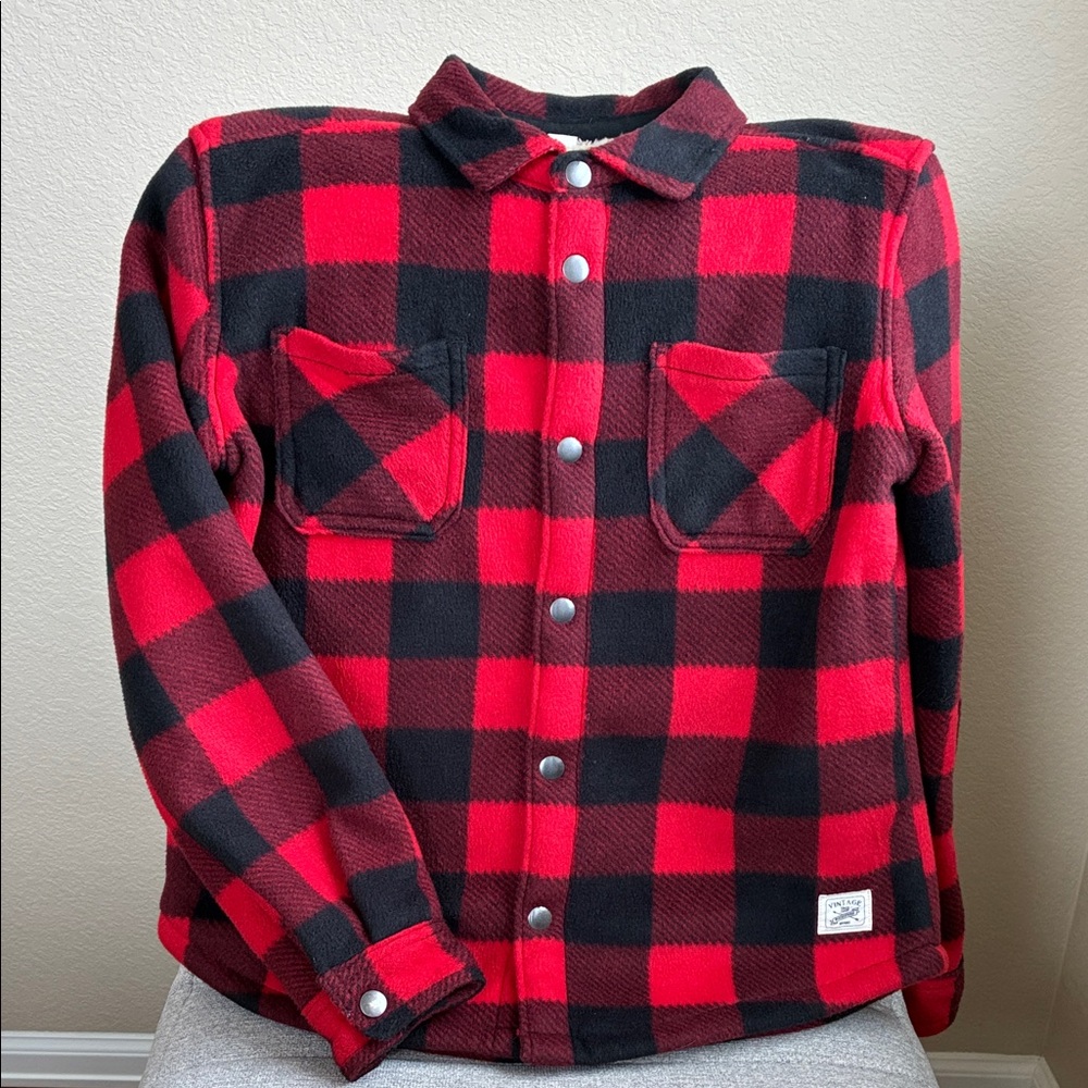 Original Weatherproof Vintage (M 10/12) Boys Fleece Jacket Red and Black Plaid